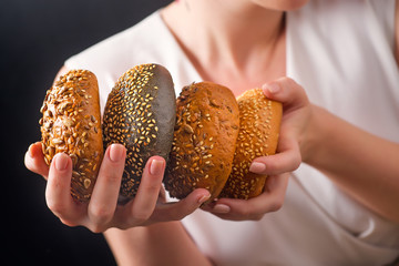 bread cereals bakery hands, the woman - 209360638