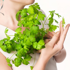 parsley woman hand white background - 209361067