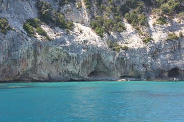 turquoise sea in the beautiful bay in the Gulf of Orosei, Sardinia - Italy