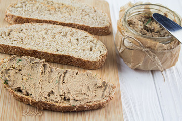 pate of chicken liver and bread
