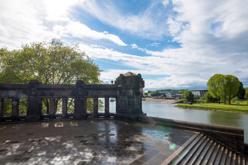 Koblenz City Germany historic monument German Corner where the rivers rhine and mosele flow...