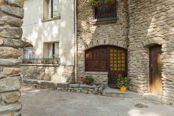 Fototapeta na wymiar Historic center, street, square Pablo Picasso, village of Ceret.France.