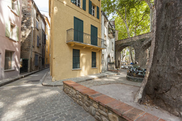 Fototapeta na wymiar Historic center, street, square Pablo Picasso, village of Ceret.France.