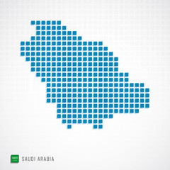 Fototapeta na wymiar Saudi Arabia map and flag icon