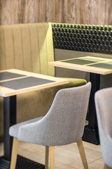 Furniture in modern restaurant. Decor of the interior. 