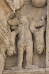 Fototapeta na wymiar Detail of statue in the old cathedral Sainte Trophime in Arles France
