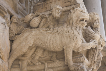 Detail of statue in the old cathedral Sainte Trophime in Arles France