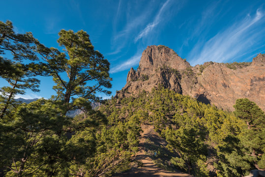 Fototapeta Cumbrecita mountains in Caldera de taburiente national park, La Palma, Canary islands, Spain.