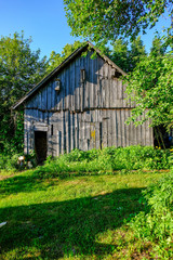 Fototapeta premium details of old wooden building in latvian countryside
