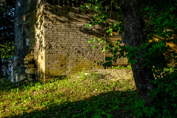 details of old stone building in latvian countryside