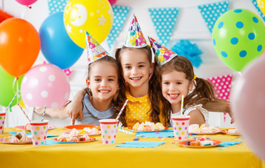 n's birthday. happy kids with cake