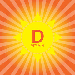 Vitamin D Sun Sign Icon. Vector Illustration