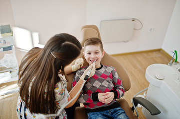Little boy at dentist chair. Children dental.