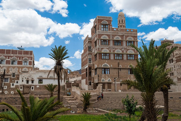 Fototapeta premium Multi-storey traditional buildings made of stone in Sanaa, Yemen
