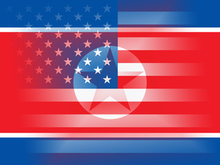 North Korean And United States Peace Flag 3d Illustration