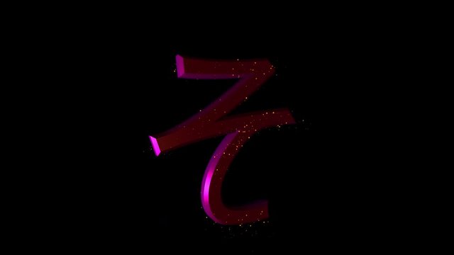 Rotating Hiragana symbol &ldquo;So&rdquo;. Animated Japanese language icon with alpha channel