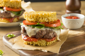 Homemade Ramen Cheese Burger