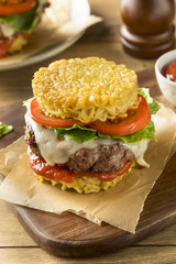 Homemade Ramen Cheese Burger