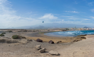 Beautiful panoramic view on El Medano city, Tenerife Island, Canary.