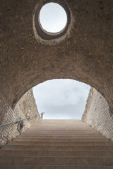 Roman circus, ruins roman legacy in ancient Tarraco, ancient stairway to sky, Tarragona, Catalonia, Spain.