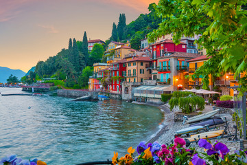 holidays in Italy - a view of the most  
beautiful lake in Italy, Varenna, Lago di Como. Evening...
