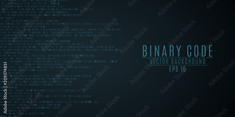 Fototapete binary code background. blue glow. high technologies, programming, sci-fi. vector illustration