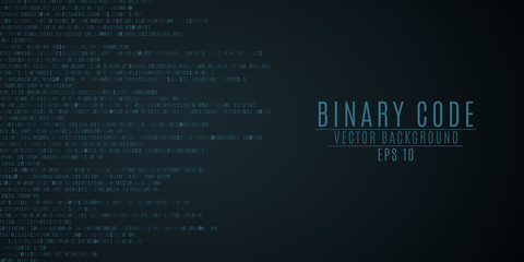 Binary code background. Blue glow. High technologies, programming, sci-fi. Vector illustration