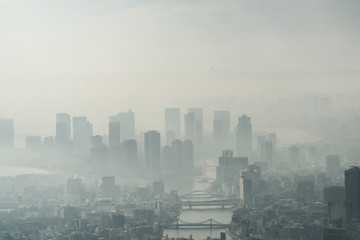 モヤに包まれる東京　Cityscapes of tokyo in Fog