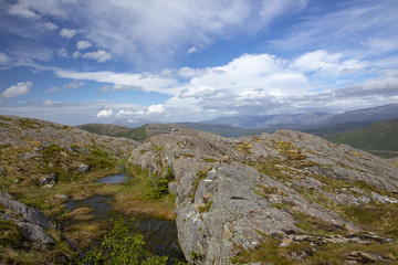Fototapeta na wymiar Hiking on Gravtind mountain in Nordland county