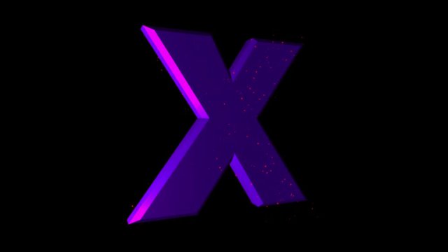 Rotating Roman Letter “X”. Animated icon with alpha channel