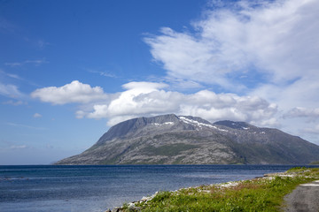 Clouds in Velfjord and mountain Andalshatten in Northern Norway	