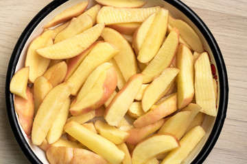 Young potatoes sliced on slices - preparation