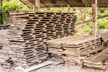 Wooden structure for house building The ancient wood.