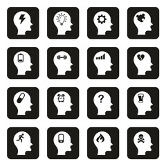 Stress & Pressure Icons White On Black