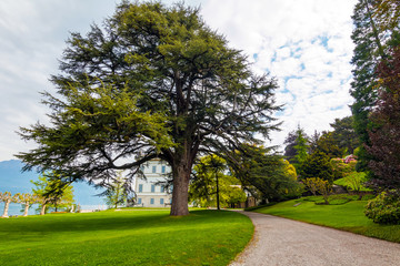 Villa Melzi and its gardens near Bellagio at the famous Italian lake Como in May