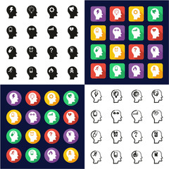 Stress & Pressure Icons All in One Icons Black & White Color Flat Design Freehand Set