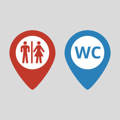 Restroom map pointer icon.