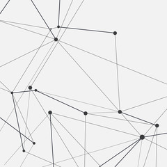 Abstract polygonal network science background with connecting dots and lines