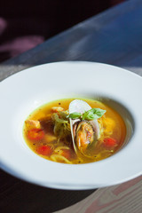 soup with seafood and vegetables