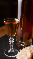 Bread alcoholic tincture with lard on bread