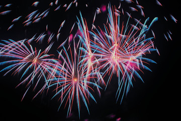 Beautiful retro pastel display of a fireworks explosion 