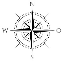 Kompass Rose Vektor mit der deutscher Osten Bezeichnung auf einem isolierten wei&szlig;en Hintergrund.