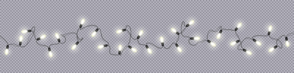 Christmas and New Year garlands with glowing light bulbs - 209383850