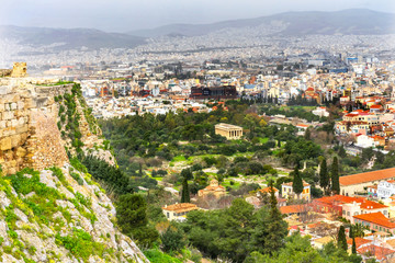 Ancient Agora Greek Neighborhoods From Acropolis Athens Greece