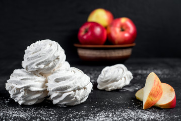 Fruit marshmallow on black background
