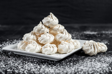 Fruit marshmallow on black background