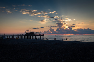 Obraz premium Sunset in Batumi, Georgia, on the Black Sea Coast.
