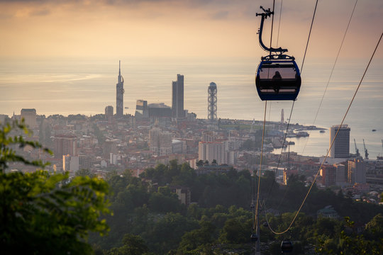 Sunset in Batumi, Georgia, on the Black Sea Coast.