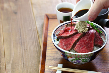 wagyu roast beef bowl, japanese cusine