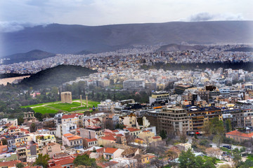 Fototapeta premium Ancient Temple Zeus Greek Neighborhoods From Acropolis Athens Greece